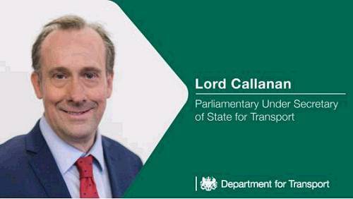 卡蘭南勛爵于6月14日被任命為英國交通部政務次官，他還是負責航空、國際和安全事務的政務次官。