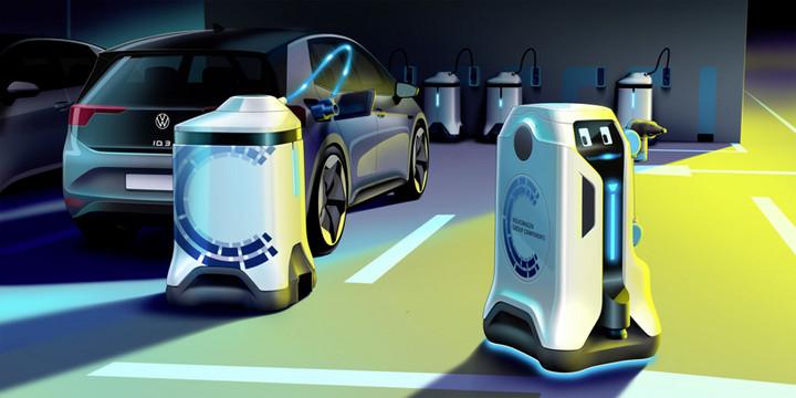 大众推出电动车自动充电机器人原型 全程无人类干涉