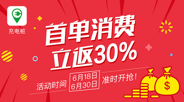 充电桩APP首单消费立返30% 省的就是赚的