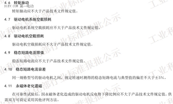 工信部發(fā)布電動(dòng)汽車(chē)用驅(qū)動(dòng)電機(jī)系統(tǒng)標(biāo)準(zhǔn)征求意見(jiàn)稿