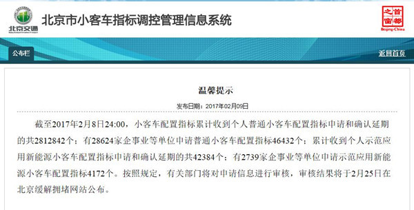北京市近4.7万新能源小客车指标申请延期