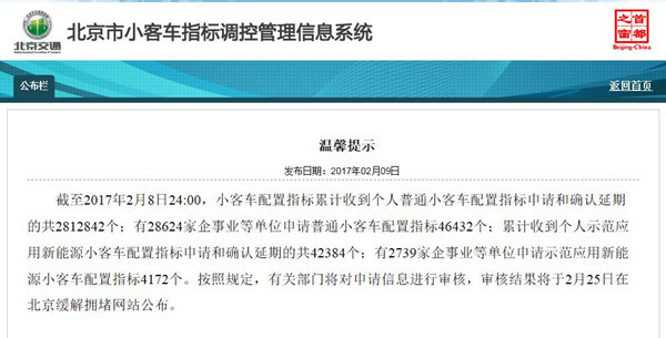 北京市近4.7萬(wàn)新能源小客車(chē)指標(biāo)申請(qǐng)延期