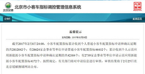 北京市近4.7万新能源小客车指标申请延期