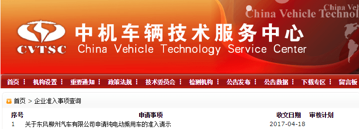 東風柳汽申請純電動乘用車準入 首款產(chǎn)品或年內(nèi)上市