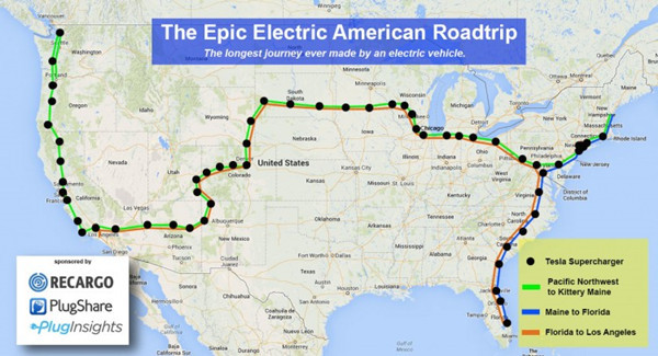 24天2万英里 美公司Recargo员工完成Model S电动旅程
