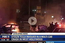美警與被盜特斯拉上演公路追逐戰