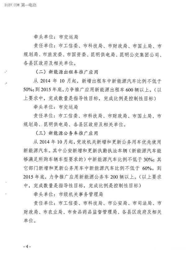 昆明市新能源汽車推廣方案