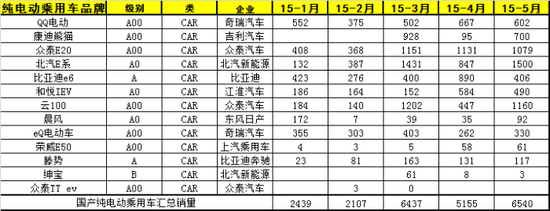 国产电动汽车