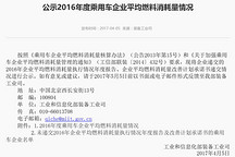 工信部發(fā)布2016 年度乘用車企業(yè)平均燃料消耗量情況