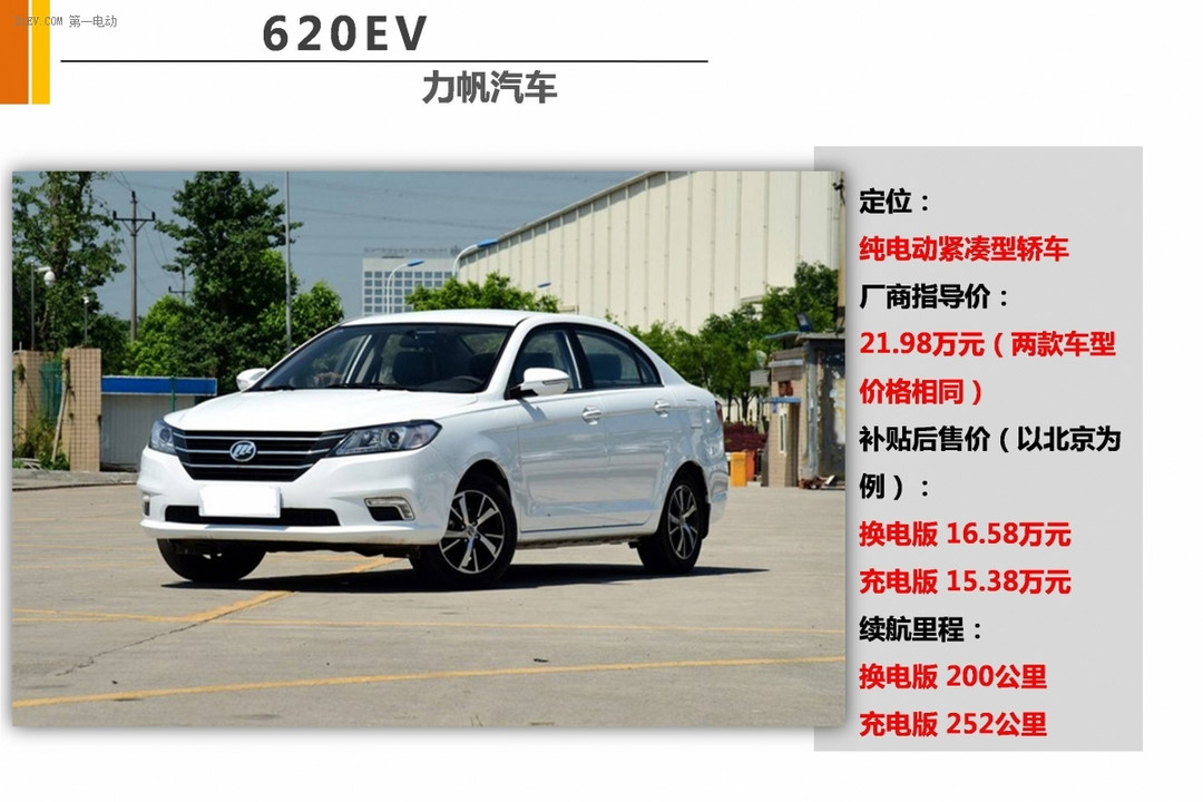 力帆620EV 入選第四批新能源汽車(chē)推廣目錄