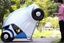 韓國發明超小型可折疊電動汽車 一車位可停3輛