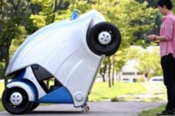 韩国发明超小型可折叠电动汽车 一车位可停3辆