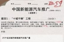 中国新能源汽车推广成绩单（2009-2012）