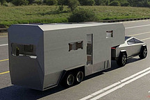  配有太陽能電池 特斯拉Cybertruck定制旅行屋渲染圖