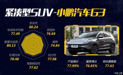 2020新能源车消费满意度排行榜，小鹏G3领衔紧凑SUV