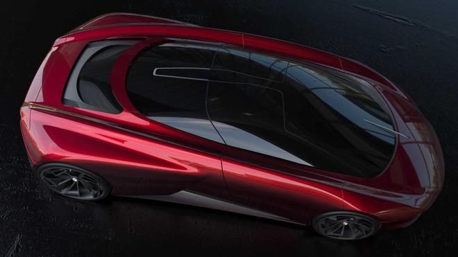 Визуализация суперкара Mazda показано с использованием гибридной трансмиссии