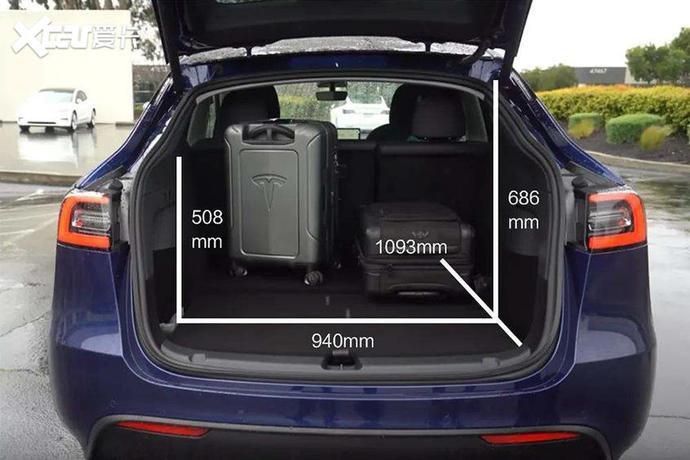 國外車主測試的Model Y后備廂尺寸。