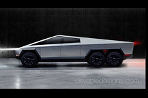 特斯拉六轮Cyber​​truck渲染图曝光