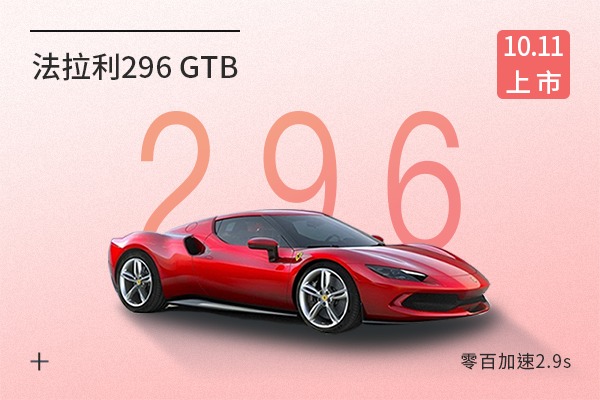 法拉利296 GTB于10月11日上市 零百加速2.9s
