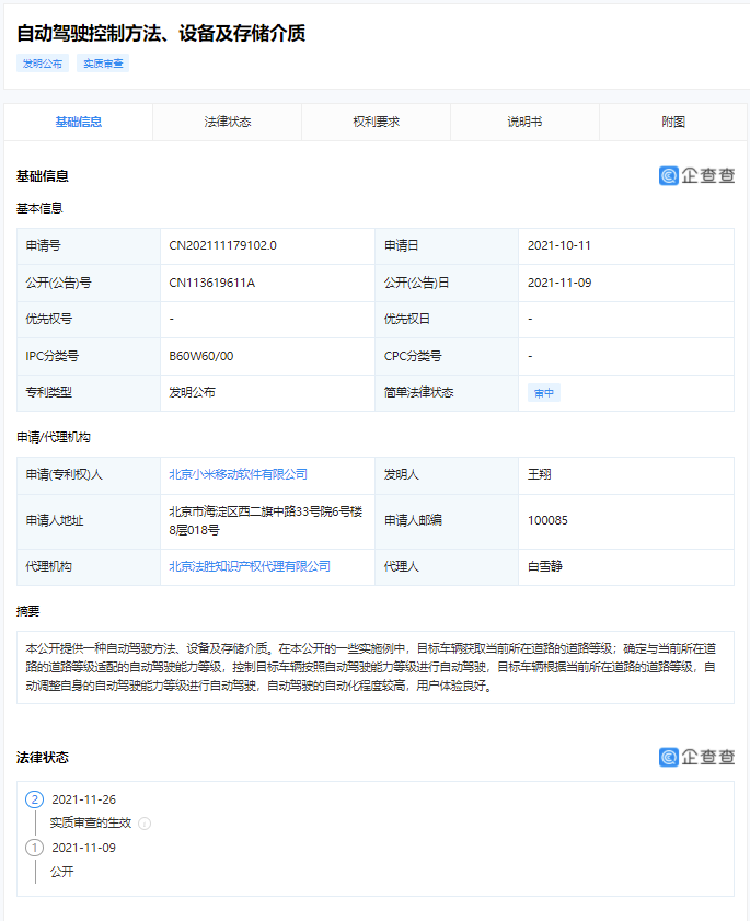 Новый патент Xiaomi Auto: направление автономного вождения