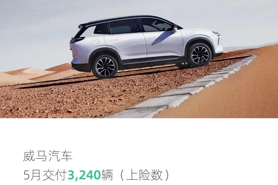 5月交付3240辆  威马要加把劲啊