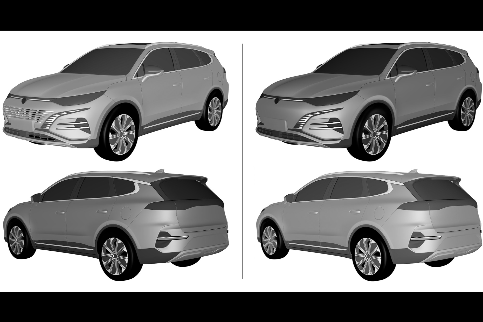 或两种动力布局，比亚迪全新SUV专利图曝光