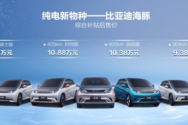 9.38-12.18万  海洋家族首款车型比亚迪海豚正式上市