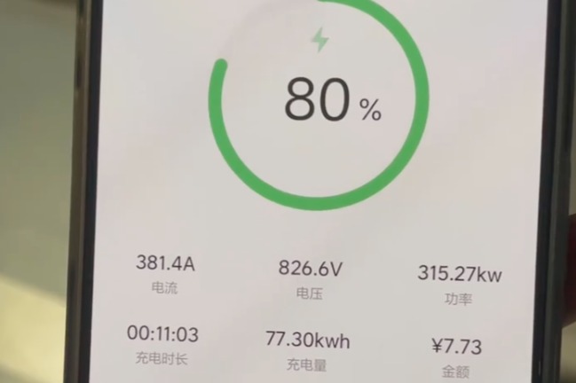 理想MEGA充电实测:11分钟从6%电量充至80%,峰值功率522KW