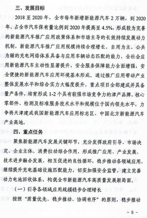 天津发布新能源汽车推广方案 2020年新能源车保有量占比提至4.5%