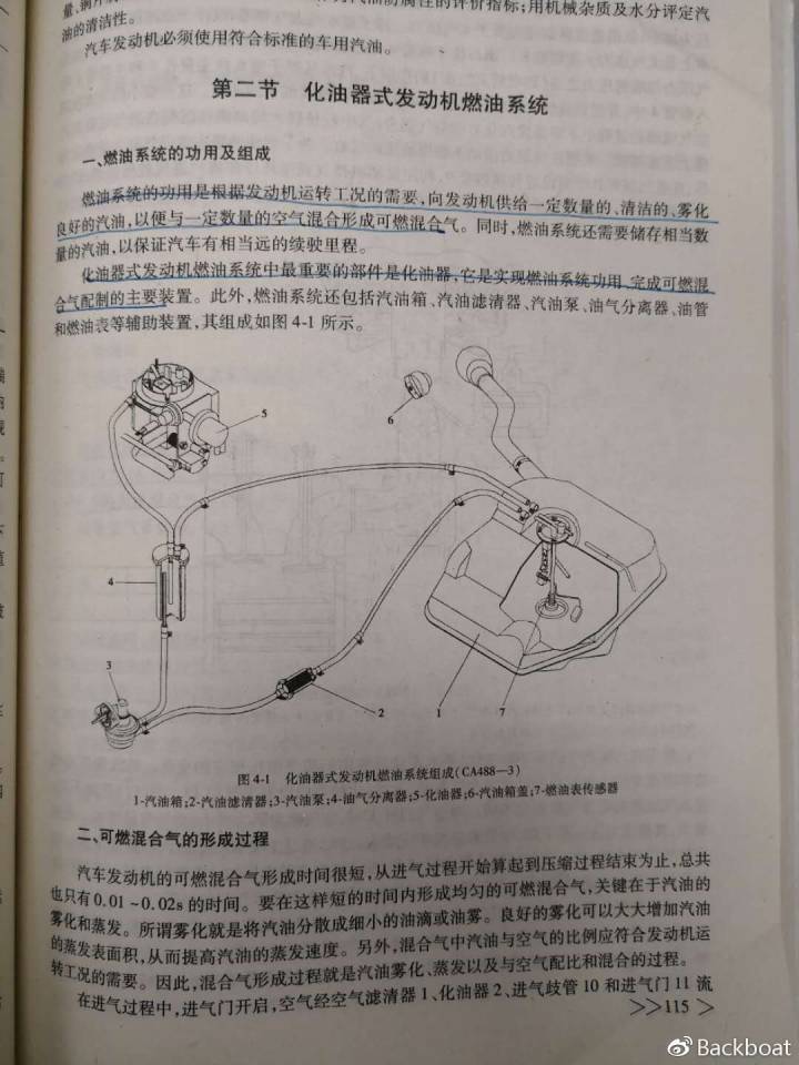 吉林大學(xué)2006版《汽車構(gòu)造》教材化油器系統(tǒng)組成示意圖