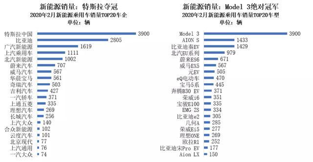 2月新能源車市：特斯拉拿下3項(xiàng)第一