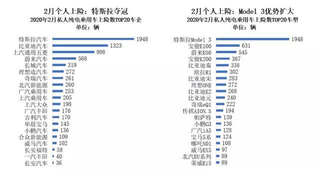 2月新能源車市：特斯拉拿下3項(xiàng)第一
