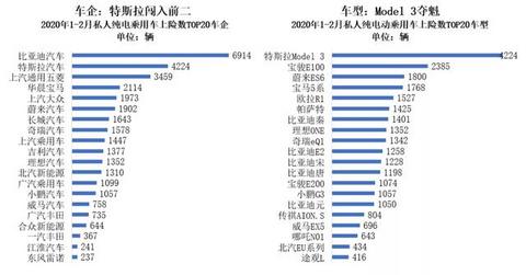2月新能源车市：特斯拉拿下3项第一