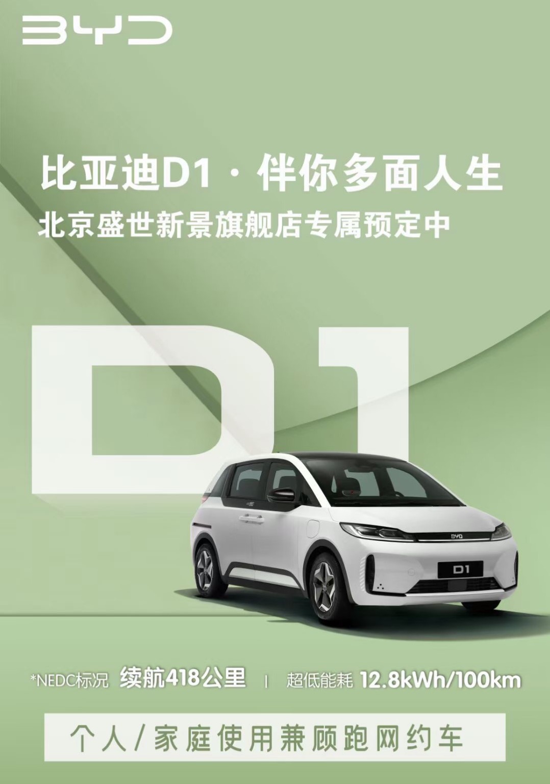 比亚迪D1 个人可以买了 这车不错 就是续航低一些 但价格到位还是可以的