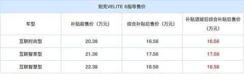 别克宣布 Velite 6维持补贴后价格 第一电动网