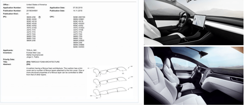 电动汽车，黑科技，前瞻技术，特斯拉,特斯拉专利，特斯拉纤维泡沫结构专利，特斯拉座椅生产，汽车新技术