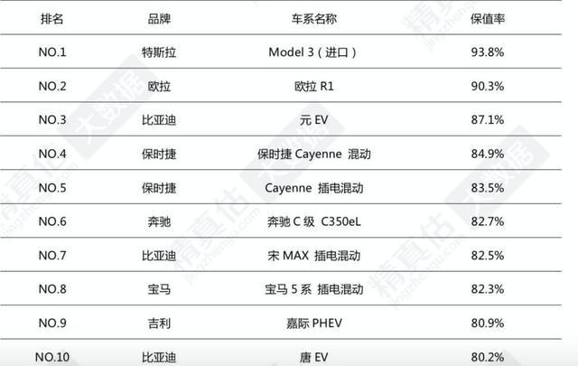 2019年新能源车保值率出炉，前十名是它们