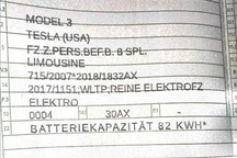 Model 3将搭载82kWh电池：EPA续航达568km