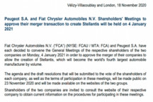 FCA和PSA合并拟获批