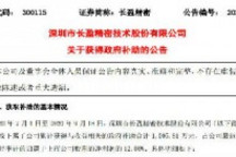 特斯拉供应商长盈精密获得政府补助约1006万元