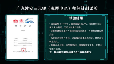 电池,广汽埃安,弹匣电池,针刺不起火 电池,广汽埃安,弹匣电池,针刺不起火