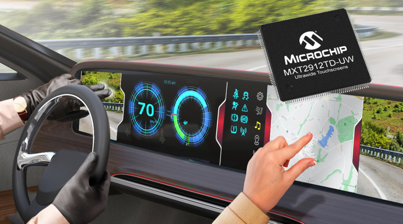 前瞻技術，Microchip Technology,車規(guī)級單芯片解決方案,大型超寬觸摸屏，觸摸屏控制器maXTouch?MXT2912TD-UW