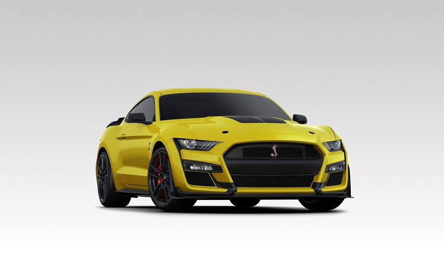同樣采用了復(fù)刻掠光黃車色的2021款福特Mustang Shelby GT500.jpeg
