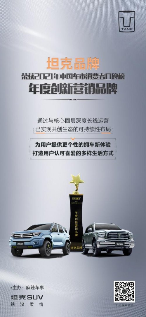創(chuàng)新營銷與用戶實現(xiàn)情感共鳴 坦克斬獲“年度創(chuàng)新營銷品牌”大獎