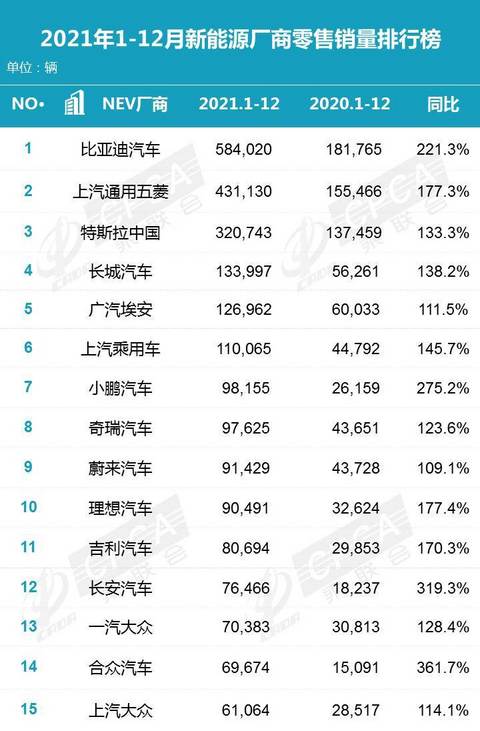 新能源品牌全年销量与主力车型盘点