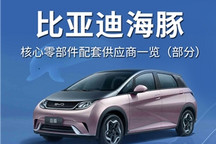 10万级纯电销冠背后的力量，比亚迪海豚核心零部件配套供应商一览