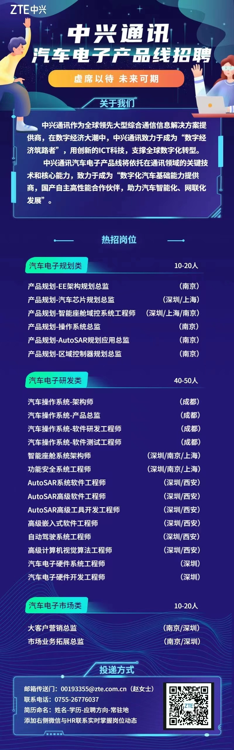 中興通訊汽車(chē)電子產(chǎn)品線大規(guī)模公開(kāi)招聘，點(diǎn)進(jìn)報(bào)名！