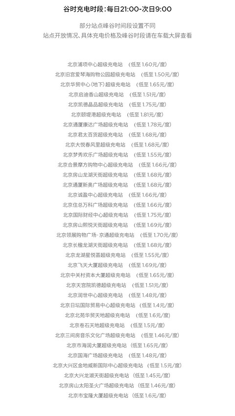 北京特斯拉超充站开启分时定价 费用低至1.4元/度