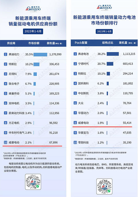 抢占制高点,威睿电池、电驱装机量强势登榜