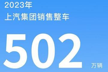 2023年上汽集团销售整车共计502万辆